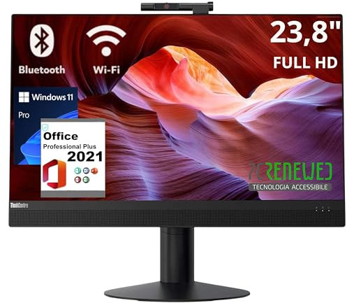 Lenovo PC Fixe Tout-en-Un, écran 24 FHD, Intel i5-8500, 16 Go de RAM, SSD 512 Go, Windows 11 Pro, Office 2021, WiFi, Bluetooth (Reconditionné)