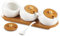 Keramik Gewürzgläser Set, 3 Stk Zuckerdose Gewürzdosen mit Bambus Deckel, Löffel und TablettSet, 170 ML Gewürzbehälter Aufbewahrungsdose für Kaffee, Zucker, Salz, Gewürze.