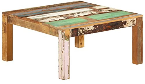 vidaXL Couchtisch Landhaus-Stil Beistelltisch Wohnzimmertisch Kaffeetisch Sofatisch Holztisch Teetisch Tisch 80x80x40cm Altholz Massiv
