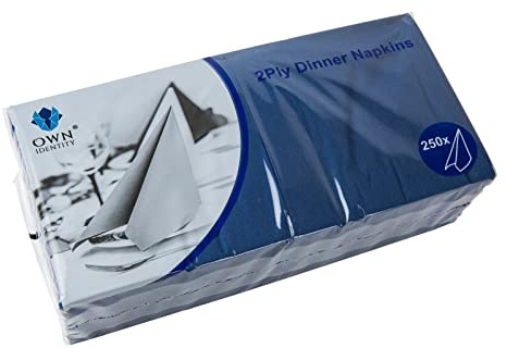 We Can Source It Ltd – Dark Blue 40cm 2-Ply Paper Napkins – Absorbent Dinner Serviettes with 4-Fold Square Design – Ideal for Catering, and Events – Strong and Disposable - 250 Napkins (1Pack)