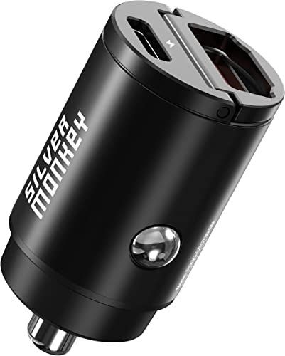 Silver Monkey® 30W KFZ-Ladegerät Zigarettenanzünder Handy Smartphone Tablet Zubehör Navi | Autoladegerät Fahrzeug Universal | Zwei Geräte | Power Delivery | Quick Charge 3.0 Schnellladen | USB-C USB-A