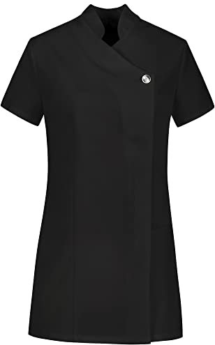 B-well Marcella Blouse Estheticienne Professionnelle Tenue Estheticienne Professionnelle pour esthéticienne, Coiffeuse, Masseuse, physiothérapeute, Bouton et Fermeture Éclair, Noir, L