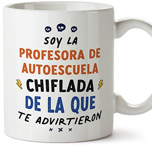MUGFFINS Tazas para PROFESORA DE AUTOESCUELA mujer - En Español - Todos te advirtieron - 11 oz / 330 ml - Regalo original y divertido