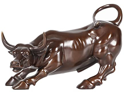 NILEEBUKER 25,9 cm L Bronze Wall Street Bull Statue Börse Lade Stier Skulptur