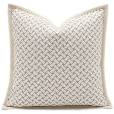 Croker Horse 20x20'' Inches Throw Pillow Cushion Cover - Grid Pattern Chenille Jacquard Embroidery Luxury Modern Style Couch Sofa Pillow for Living Room Bedroom