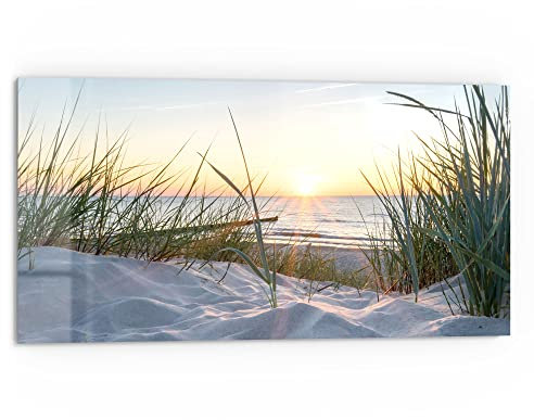 DEQORI Küchenrückwand Glas | Motiv Ostsee Sonnenuntergang | 80x40 cm | Bad- oder Herd-Rückwand | Herdblende Spritzschutz für Küche & Badezimmer | Moderne Deko für Fliesenspiegel