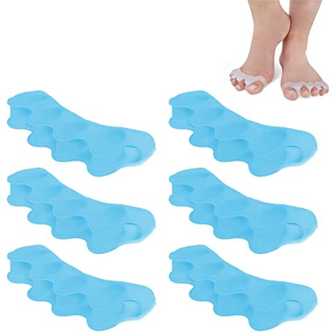 zoerbufan 6 Stk-Zehenspreizer Silikon, Zehentrenner für alle Zehen, Fußzehen Spreizer, Zehentrenner für Pediküre Hallux Valgus, Universalgröße für Damen und Herren (Blau)