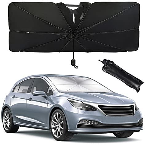 Auto Frontscheiben Sonnenschutz, 79 x 138 cm Faltbarer Auto Windschutzscheibe UV Schutz Regenschirm Sonnenschirm Universal, Faltbares Design Einfache Lagerung für die Meisten Autos und SUV