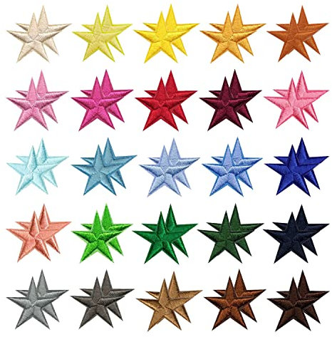 50 Pcs Stars Iron-On Appliques, Embroidered Patches, Mini Self-Adhesive Patches, DIY Accessories for T-Shirts, Jeans, Skirts, Hats, Clothes