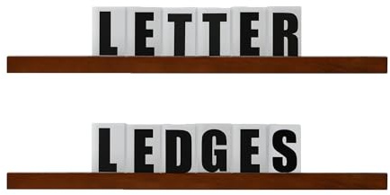 Letter Ledge for Wall, Message Board, 2 Ledges, Dark Walnut Wood, 34”W