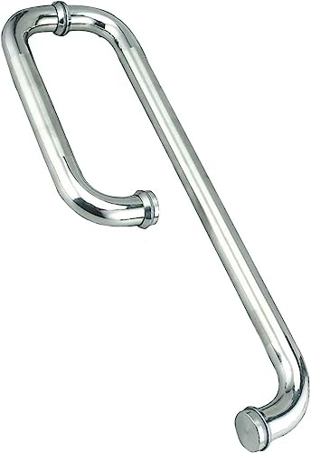 BAZAC Edelstahl Dusche Glastür Griff Schiebetür Eingang Innen Außentür Pull Push Türgriffe, Ersatz Badezimmer Türknäufe Haltegriff - 185mm+385mm