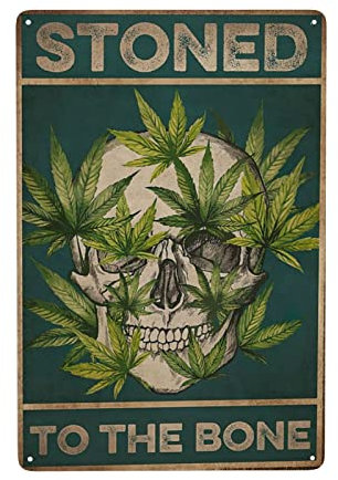 Stoned to The Bone Blechschild, Vintage-Plakette, Metall-Poster, Wanddekoration für Zuhause, Küche, Garage, Bar, Pub, Kunst-Dekor, Wandposter, Geschenk, 30,5 x 40,6 cm