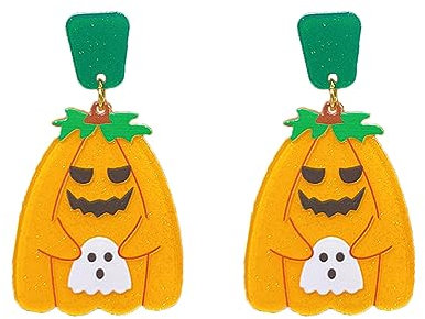 Acryl Halloween Kürbis Ohrringe für Frauen Kinder Damen Kürbis Tropfen Baumeln Ohrringe Ohrhänger Halloween Ohrschmuck Hypoallergene