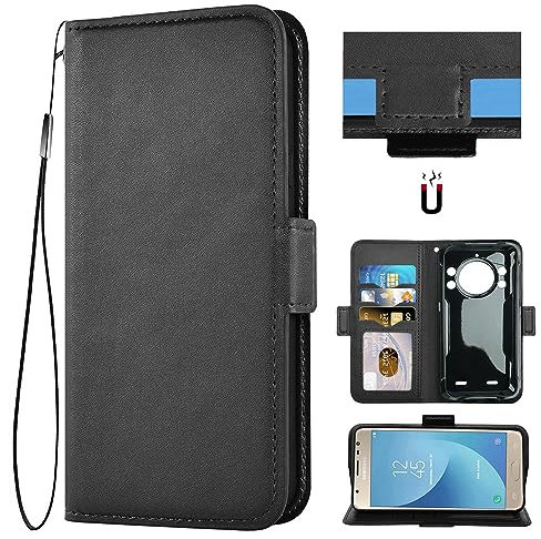 Auotu PU Leder Flip Mit Kamera Schutz Brieftasche Handyhülle Lederhülle Cover Tasche Case Hülle Etui für CUBOT Kingkong 9 Smartphone (Schwarz)