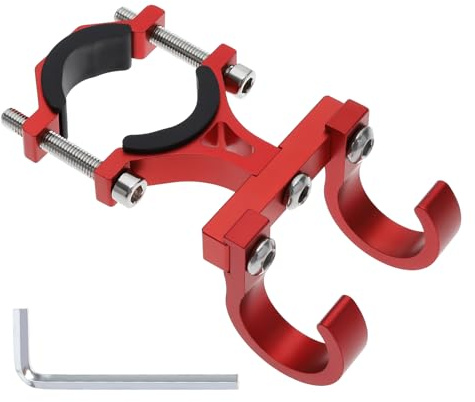 SG Store Electric Scooter Hanger Hook Bicycle Carrying Hook Double Hook Holder Claw Hook Storage Bag Hook for 18mm-35mm Handlebar Diameter Aluminum Alloy Red