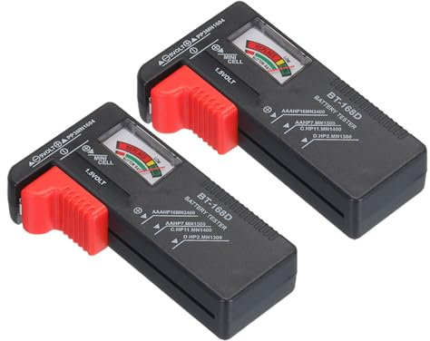 PATIKIL Universal Battery Testers, 2 Pack BT-168 Clear Screen Battery Electricity Tester Volt Checker for 1.5V, AA, AAA, C, D, 9V, Mini Cell, Red Black