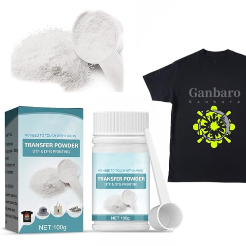 Transfert DTF Blanche, Poudre DTF Blanc, Transfert Numérique Poudre Adhésive, Convient pour le Repassage de L'impression par Transfert sur T-Shirts, Jeans, Textiles en Coton et D'autres Tissus -100g