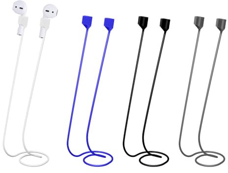 4pcs Earphone Lanyard, Soft Silicone Wireless Earbuds Lanyard Cable Wire for Tapper Magnetic Anti-Lost Straps Chain Cord Rope for Airpod Earbuds Compatible with Pro/3/2/1 (4 Colors)