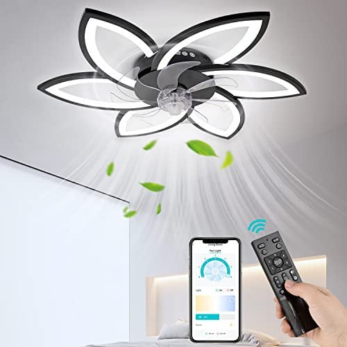 FIMEI 30.7'' Ventilatore da Soffitto con Luce, Ventilatore a 6 Velocità & Luce a Regolazione Continua, Telecomando & APP, Lampadario Ventilatore da Soffitto e telecomando