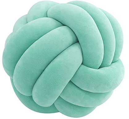 Almohadas de Bola de Nudo, Knot Pillow Ball, Cojín Redondo Suave, Almohada Peluche Tejido a Mano Cojines Cojín Decorativa para Hogar, Sofá, Cama, Decorativo (27cm, Azul Lago)