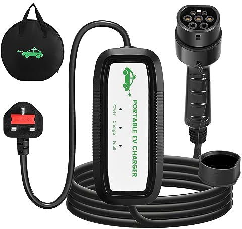 FNRIDS 15M EV Charger Cable Type 2 to 3 Pin Plug, 10A Electric Car Charger 2.3kW, Type 2 EV Charging Cable 3 Pin IP65/IP54, with LED Indicators&Carry Bag for EVs and PHEVs