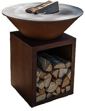 Set Brasero Printemps - CLASSIQUE Simple Cuve Corten - 103 cm - Design moderne et pratique pour réchauffer votre jardin