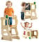 ECOTINY 3 in 1 lernturm klappbar, montessori lernturm mit Kreidetafel, faltbare Lernturm Küchen Tritthocker, Kleinkind Schreibtisch und Stuhl mit 3 höhenverstellbaren Stufen für kinder ab 1 jahr