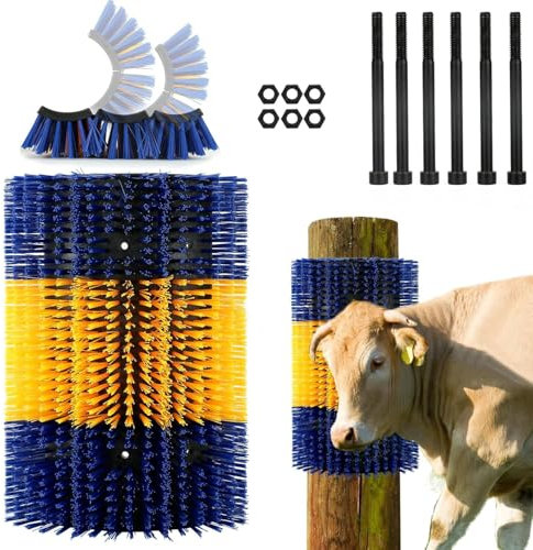 Universal Kratzbürste Pferd mit 12 Schrauben,Halbrunde Kratzbürste Kratzbürste für Nutztiere, Kuhbürste Massagebürste für Schaf Pferd Kuh Schweine,Pferdekratzer (17.5x11.8inch, stück, 1)