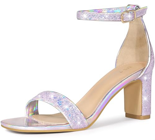 Allegra K Femmes Sandales Talons Épais Bride Cheville Violet Clair 38