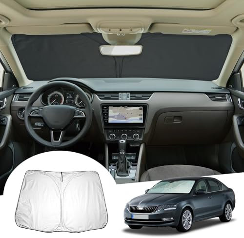GAFAT Compatible con Skoda Octavia 3 5E RS 2013–2019 Protección Solar Parabrisas Interno, Octavia MK3 Parasole Lunas Delanteras, Enfriamiento, Protección UV, Octavia Accesorios