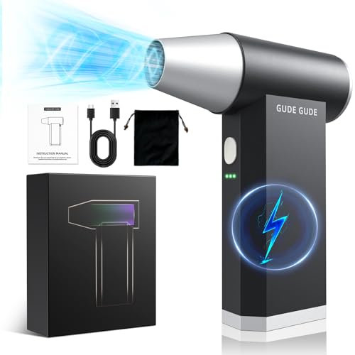 Souffleur Air Comprimé-130,000TR/Min Dépoussiérants Puissants électrique,de Pulvérisation d’Air Comprimé,4 Vitesses Mini Souffleur Lumière avec lumière LED,Nettoyage d'PC, de Voitures et de Maisons