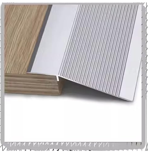 CTRSM Aluminum Floor Transition Strip, Wood to Tile Cuttable Doorway Ramp Drop High 10-45mm, Flooring Gap Liner Joint Piece(Silver,L140cm/4.6ft)