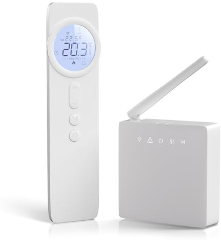 Termostato WiFi Caldera de Gas,Termostato WiFi programable semanal,Termostato WiFi a Pilas,Termostato Digital Inteligente Tuya Control Compatible con Alexa y Google Assistant.