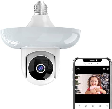 SECUEYE Floodlight Bulb Camera 2MP Home Security 2.4GHz 5GHz WiFi 1200LM Pan/Tilt/Zoom Automatic Tracking Motion Detection 24/7 Recording
