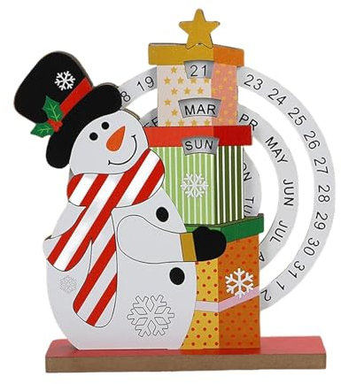 Zuasdvnk Weihnachts-Countdown-Schild, Weihnachtsmann-Countdown-Kalender, Dekoration, manuell drehbarer Kalender, Weihnachtsmann-Glocke, Schreibtisch-Block-Kalender für Zuhause,