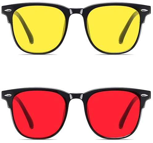 Blaulichtfilter Brille Herren und Damen Satz 2 Rote, Gelbe Blaulichtfilter Brille Damen Blue Light Glasses Blaulicht Brille Blaufilter Brille Herren Blaufilter Brille Damen Brille Mit Blaulichtfilter