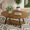 Hawthyhome Round Side Table 2-Tier Coffee Table with Storage Modern Solid Wood Table Metal Frame for Living Room Bedroom Vintage Brown