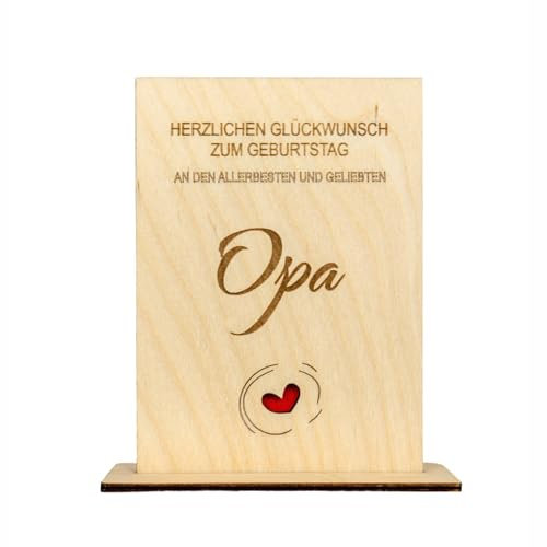 Vendcomm Personalisierte Grußkarte aus Birkenholz – Gravierte Geburtstagskarte aus Holz – Einzigartiges Geschenk für Ihre Lieben (Opa)