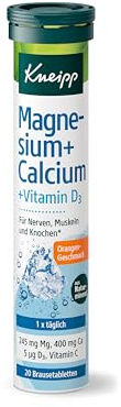 Kneipp Brausetabletten Magnesium + Calcium + Vitamin D3 - Orangen-Geschmack - 20 Brausetabletten