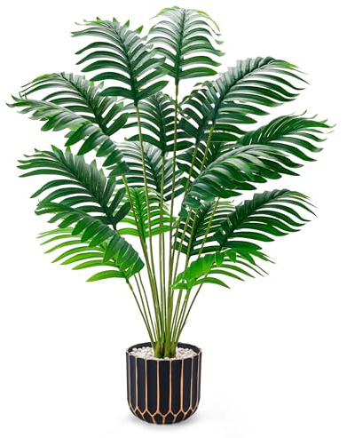 Der Rose 1 Pack Fake Plants Large Artificial Faux Plants Indoor 28’‘ Palm Tree