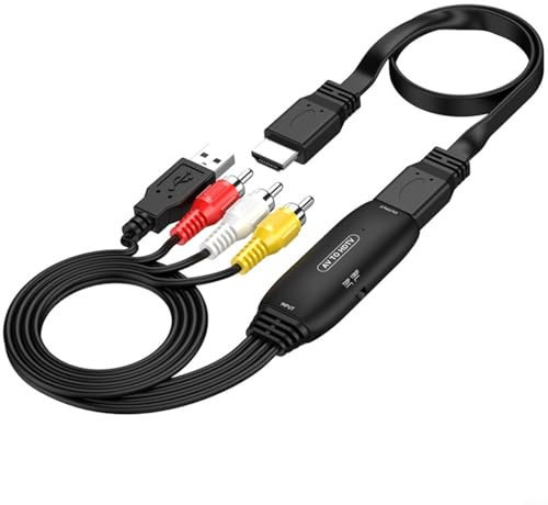 FUBESK AV zu HD Konverter 1080P Adapter Video Audio Konverter für DVD VCR Spielekonsolen (schwarz)