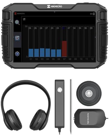 HIKMICRO AD21S Acoustic Water Leak Detector – Professional Indoor Underground Pipe Leak Detection Tool with Headset and Storage Case
