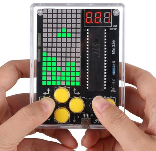 7 in 1 Spielekonsole Löten Bausatz, BANRIA 7 Spielearten Handheld Game Console Lötprojekt Kit mit Verstellbaren Schwierigkeitsstufen und Pause-Funktion, für Schule STEM-Bildung Weihnachten Geschenk