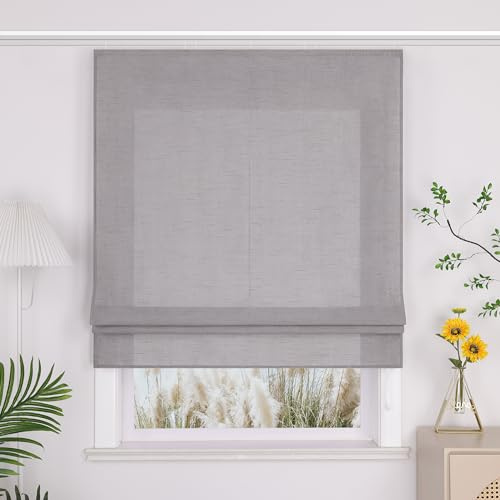 Yujiao Mao Halbtransparentes Raffrollo mit Klettband Modernes Unifarben-Fensterrollo aus hochwertigem Stoff Blickdichter Sichtschutz für Wohn- und Schlafzimmer 1 Stück，grau BxH 120x140cm
