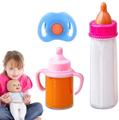 Sghtil Babyflasche Für Puppen - Sauger Für Rollenspiele,Interaktives Puppenfütterungsspiel Mit Verschwindender Milchflasche & Schnuller Ab 3 Jahren