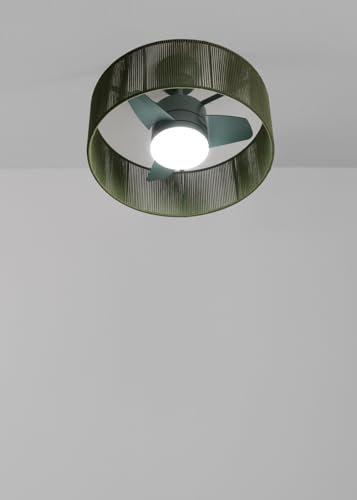 CREATE / WIND LAMP WOVEN/Ventilador de techo con luz con mando verde sage / 25W, Programable, Ø56,5 cm, función verano-invierno, luz led 3 temperaturas, cuerpo de cuerda, flujo aire concentrado