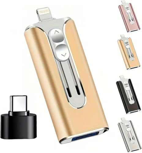 Flash Drive, 4-in-1 USB Flash Drive for Mobile Phones and Computers, 32-256GB, Micro USB + 8-pin + USB 3.0 Interface, Type-C Adapter, Compatible with Mobile Phones, Computers, and Other Devices