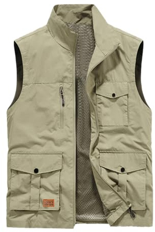 CEWIFO Gilet Leggero da Uomo in Softshell, Viaggio, Esterno, Senza Maniche, per Escursionismo e Corsa Lavoro