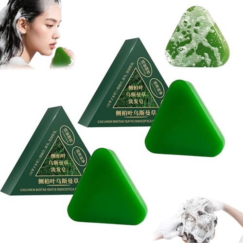 Nature Triangle Shampoo Bar,Nature Seven Green Soap Shampoo,Usman Grass Shampoos Bar reichhaltiger Schaum,reisefreundlich für alle Haartypen,sanft zu Haar und Kopfhaut,für Frauen und Männer (s1)