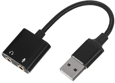 UTHCLO Externe USB Soundkarte Adapter mit Kopfhörer Mikrofon Splitter Plug Play Audio Jack Konverter Kabel Kompatibel mit PC Laptop Tablet Smartphone Stabile Klangqualität Langlebig